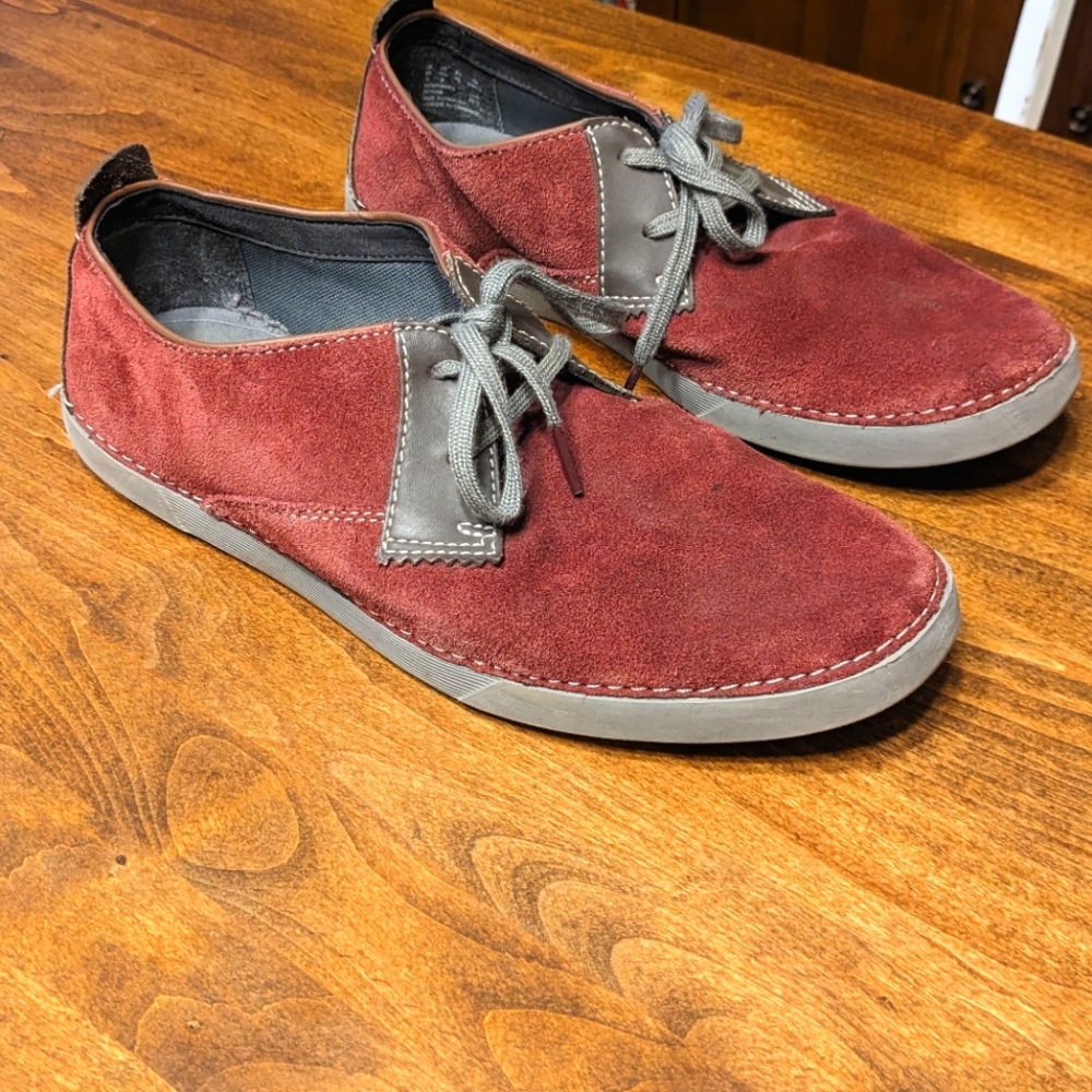 Clark's red leather shoes